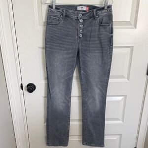 CAbi Gray Straight Leg Jeans with Button-Fly